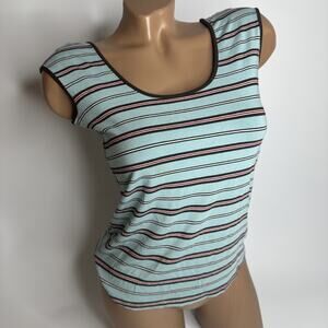 Yansi Fugel Y2K Striped Scoop Tank XS Twee Indie Sleek Soft Girl Stretchy Top